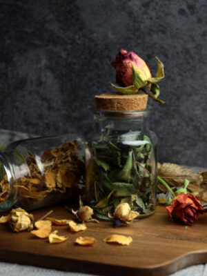 Dry herbs and floert mix alternative medicine