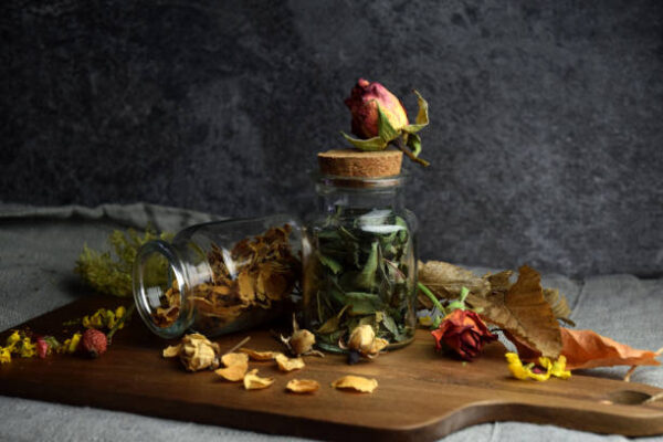Dry herbs and floert mix alternative medicine